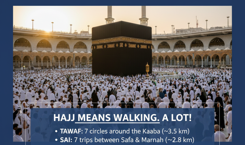 হজে হাজিদের হাঁটার প্রস্তুতি