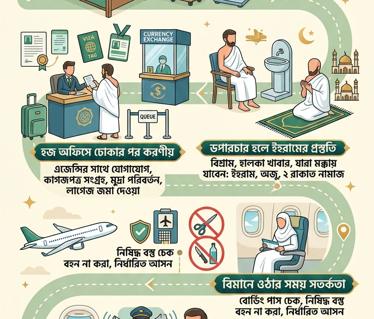 হজযাত্রার আগে বিমানবন্দরে করণীয় আপনার সফরকে সহজ করতে কিছু জরুরি পরামর্শ