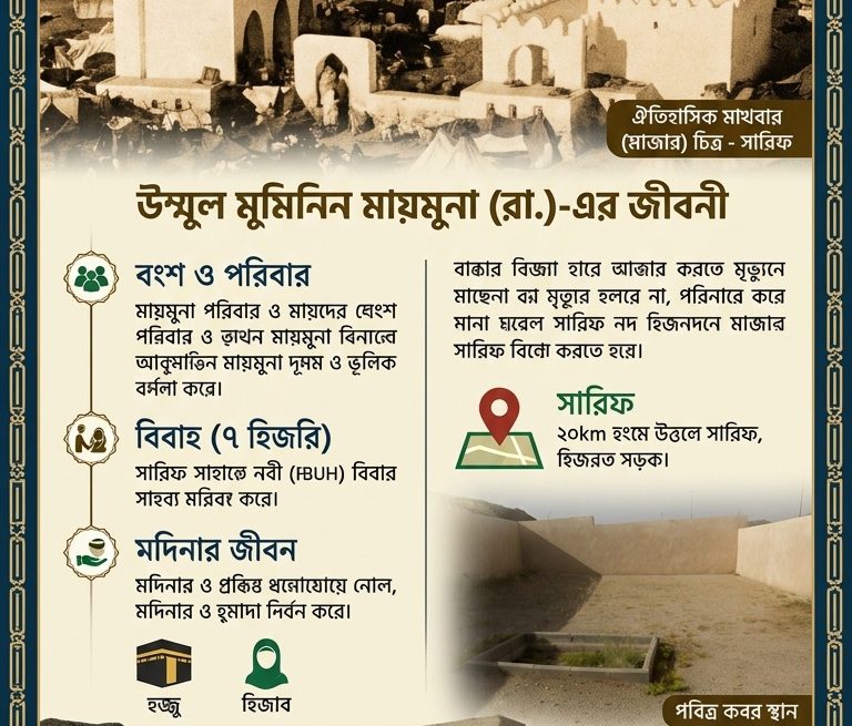 উম্মুল মুমিনিন মায়মুনা বিনতে আল-হারিস (রা.)-এর জীবনী ও তাঁর পবিত্র মাখবারা