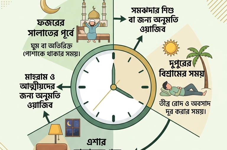 আত্মীয় ও মাহরামদের জন্য ঘরে প্রবেশের ইসলামি আদব: ৩টি বিশেষ সময় ও অনুমতি গ্রহণের বিধান