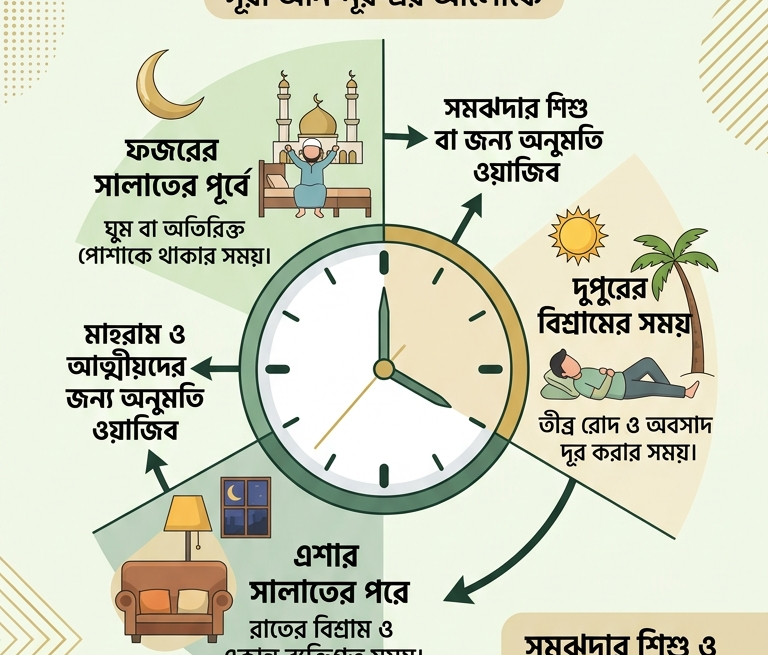 What is the Islamic etiquette for relatives and mahrams to enter a house?