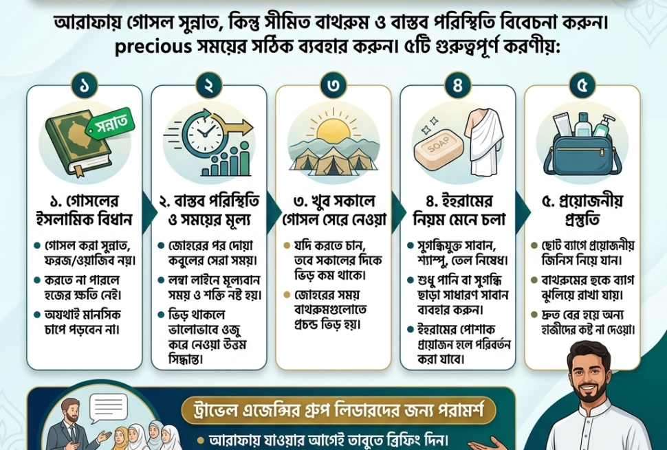 আরাফার ময়দানে মহিলাদের গোসলের নিয়ম ও করণীয়: হজের দিন যে বিষয়গুলো খেয়াল রাখবেন